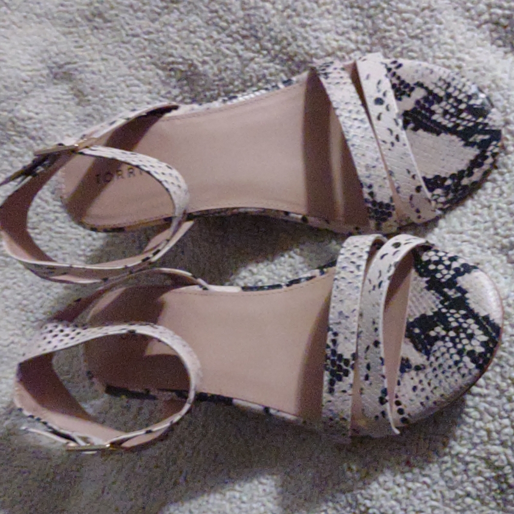 Women's Snakeskin Look Ankle Strap Heel Sandals